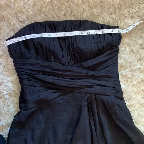 WHITE HOUSE BLACK MARKET Black Silk Dress Strapless Ruched Fairycore Events Sz 4